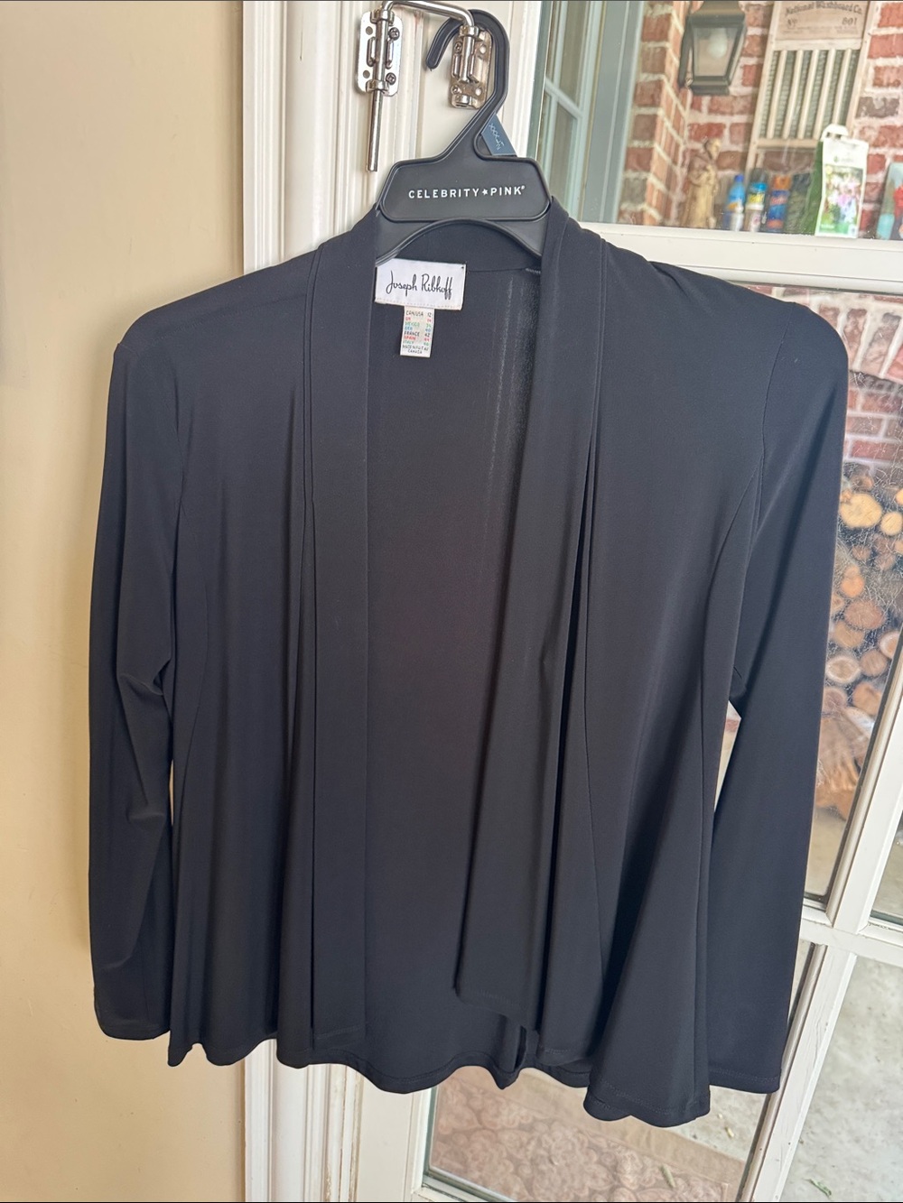 Joseph Ribkoff Black Open-Front Draped Jacket- size 12
